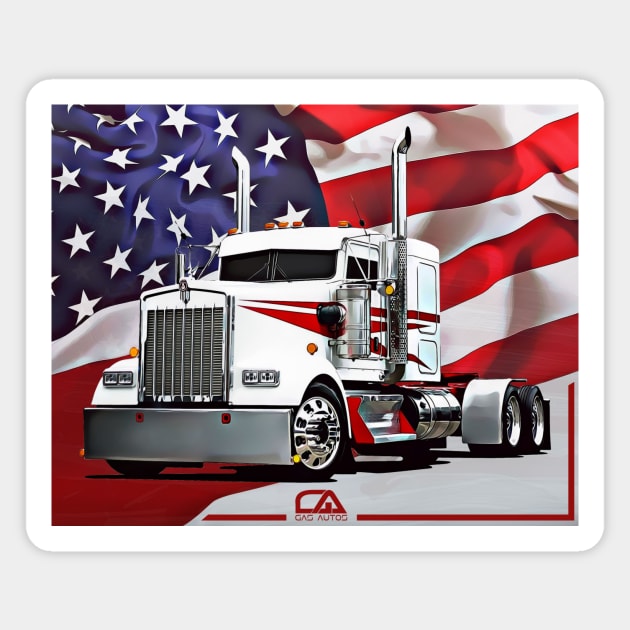 Kenworth Truck and The American Flag Magnet by GasAut0s